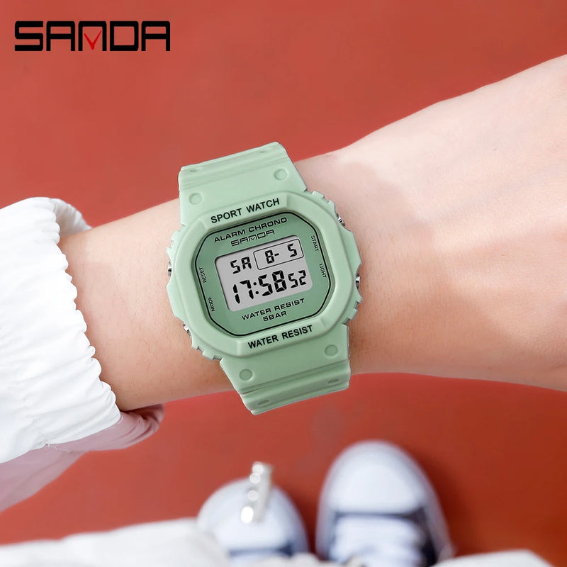 SANDA New Style Fashion Boys Girls Watches Waterproof LED Digital Watch Clock Lady G Style Sport Student Watch Relogio Feminino