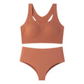 TERMEZY Soft Seamless Wireless Bra Set Minimalist Racerback Bralette Set Sport Yoga Breathable Panties Set Solid Color Intimates