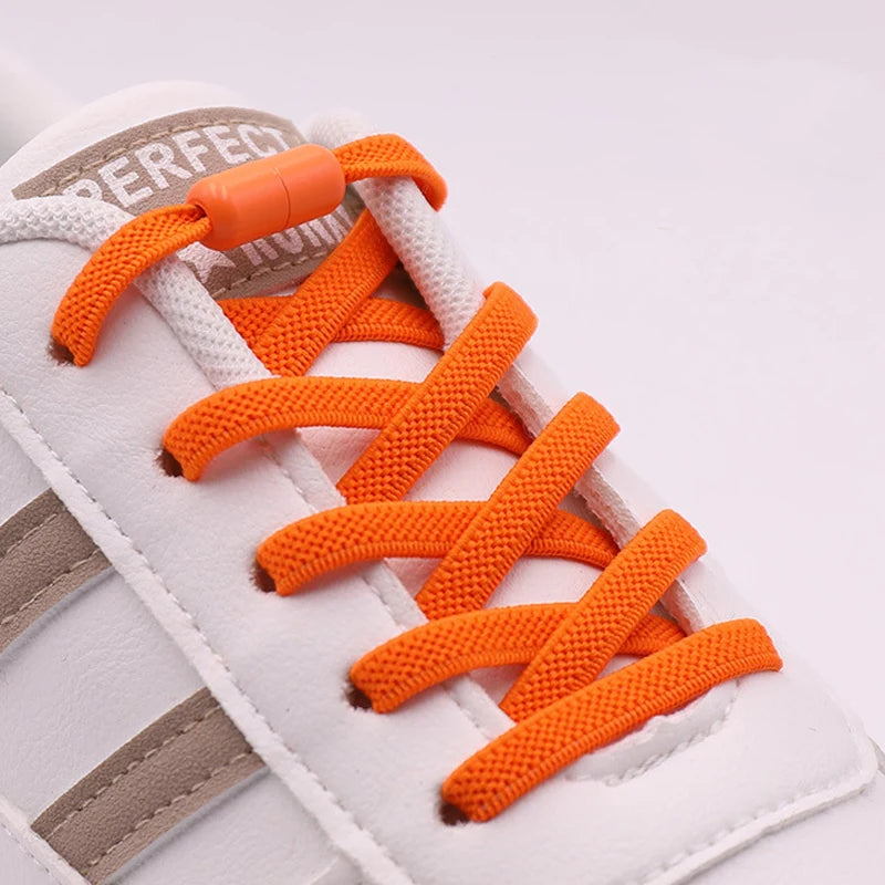 New 1Pair/3Pair Metal Lock Shoe Laces for Sneakers Elastic Stretch No Tie Shoelaces Casual Shoes Running Shoes