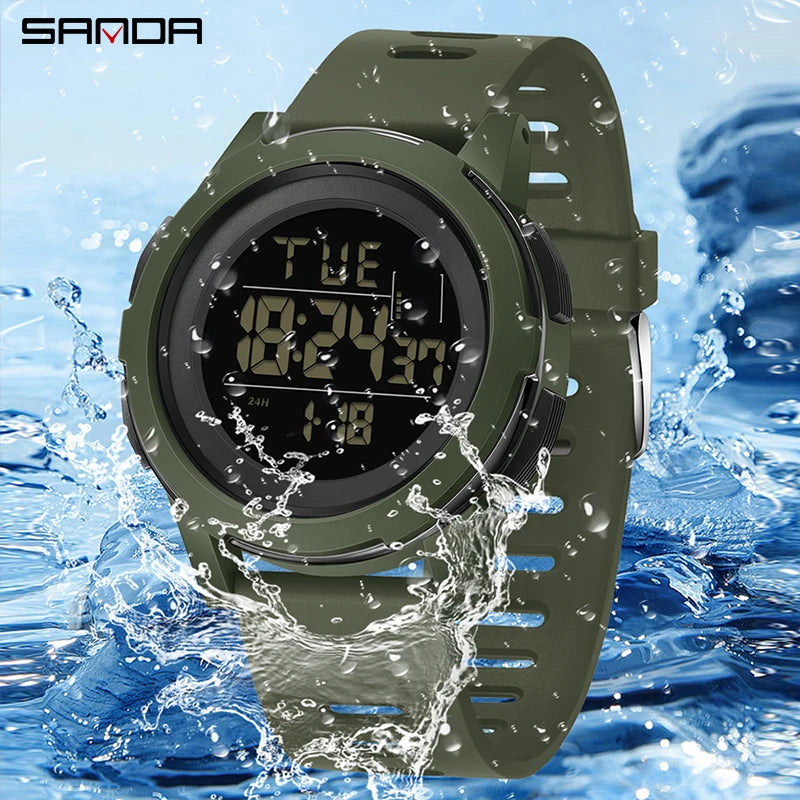 SANDA New Men Sport Wristwatch Luxury Luminous LED Analog Digital Display Stopwatch Waterproof Male - Visuel 3 | SAMAG