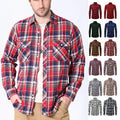 American size men's long-sleeved shirt autumn and winter flannel coat plaid casual non-ironing large size with pockets