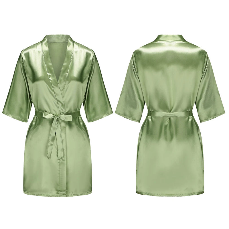 Women's Pure Short Silky Robes Bridesmaid Bride Party | SAMAG