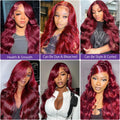 Burgundy 13x6 HD Lace Frontal Body Wave Wig 99J Transparent 13x4 Lace 30 40 Inch Front Human Hair Wigs For Women PrePlucked