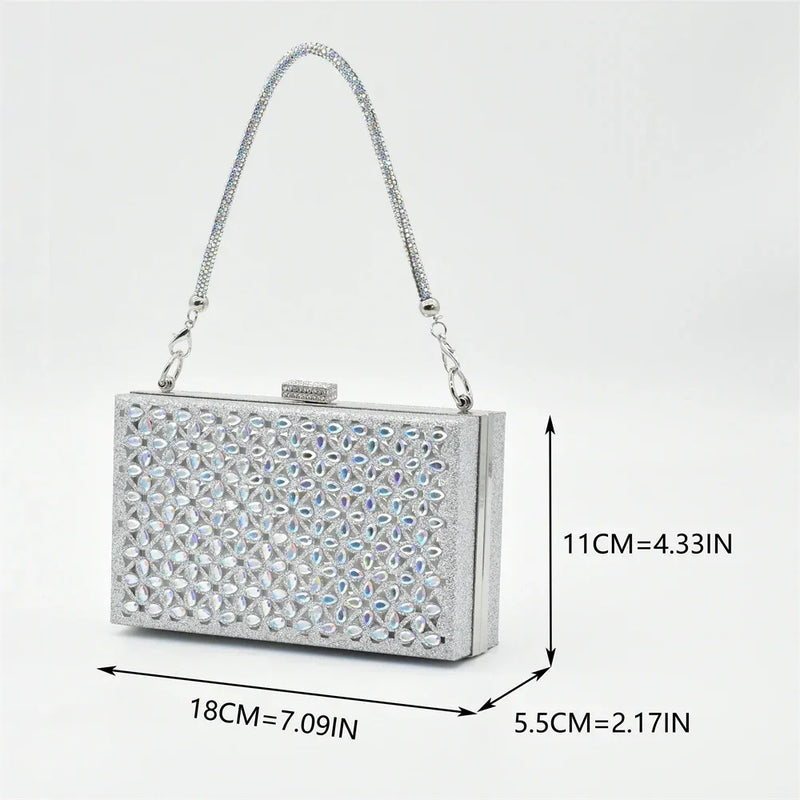 New Arrival Nigeria Women Designer Shoes and Bags Decorated with Rhinestone Wedding Italian Shoes Bag Set Pumps Women Luxury