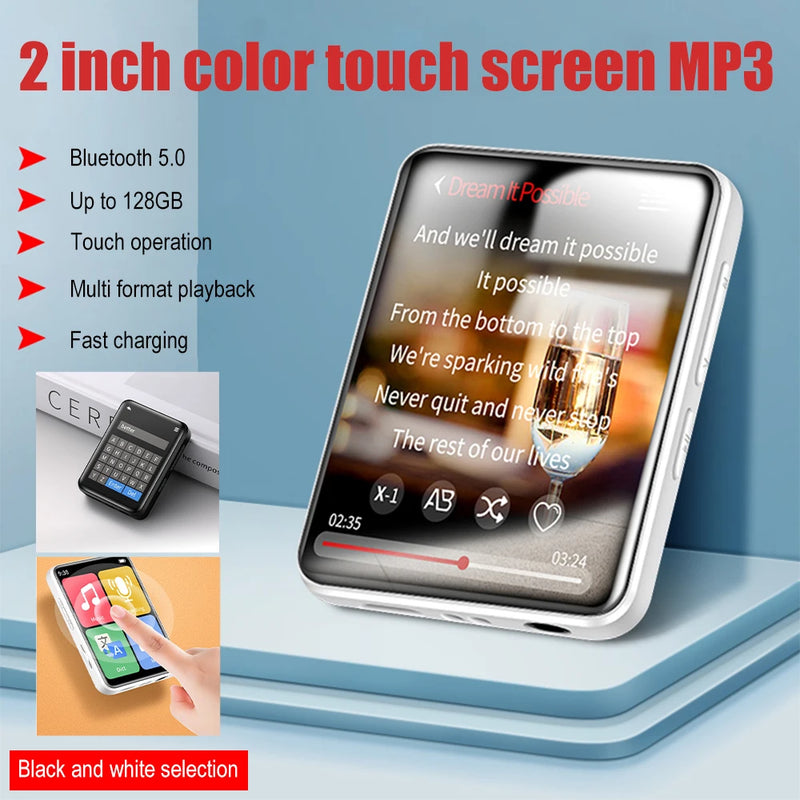 New Sports Bluetooth MP3 Player With Clip 128GB 32GB Mini Music Video Player Support FM Recorder Pedometer E-book TF SD Card