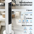 45" Windowless Air Conditioner for Bedroom, 25dB Ultra-Quiet Sleep Mode, 4L Dual Tank Cooling 24H, 120° Swing Swamp Cooler Air Conditioner, 12H Timer