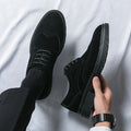 Fashion New Low Heels Pointed Suede Leather Brogue Oxford Shoes New Bussiness Thick Soled Causal Soft Daily Male Footwear Shoes