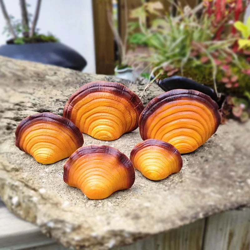 5pc Creative Resin Ganoderma Decor， Tree Stump Ornament，Outdoor Garden Decor,  Spring Theme Supplies, Home Garden Decoration, Ya