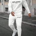 The new men's round - neck hoodie set for Spring and Autumn features a casual and comfortable 3D letter pattern print | SAMAG