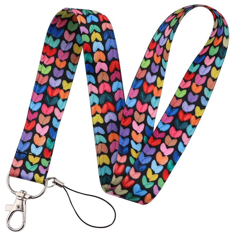 Heart Lanyard Simple Style Neck Strap for Key ID Card Cell Phone Straps Badge Holder DIY Hanging Rope Neckband Accessories