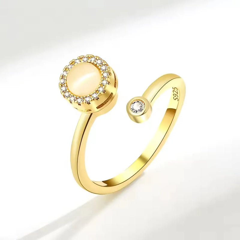 VENTFILLE 925 Sterling Silver Sunflower Diamond Zircon Rotatable Ring For Women Gift Relieve Stress Ring Jewelry Wholesale
