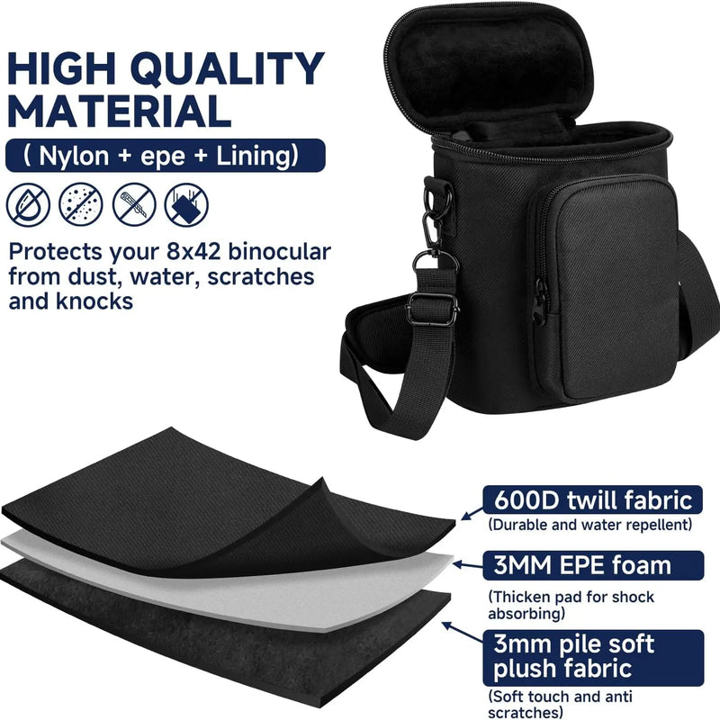 Compact Outdoor Binoculars Shoulder Bag Crossbody Camera Organizer with Wear-Resistant Adjustable Straps for Easy Carry
