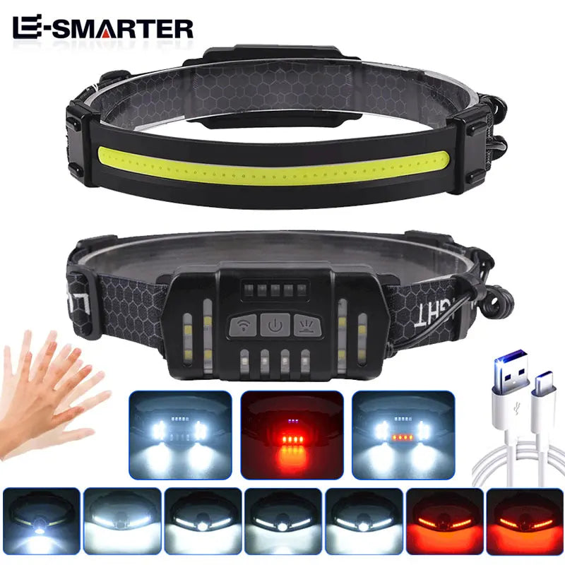 Telescopic Zoomable Head Flashlight LED Induction Headlights 10 Lighting Modes Outdoor Waterproof Camping Fishing Headlamp K668