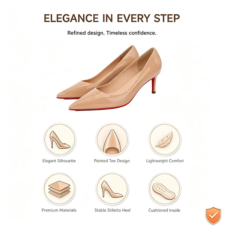 Nude black 6.5cm Stiletto Pumps Red Outsole Comfort Pointed Toe Thin High Heel For Women Workplace Evening Party Footwear
