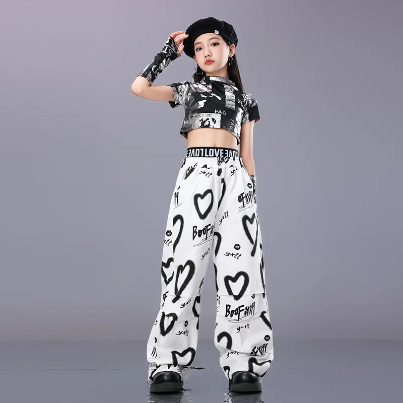Hip Hop Kids Cool Crop Top Street Dance Love Pants Girls | SAMAG