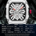 MEGIR Luxury Skeleton Automatic Mechanical Men Watch Original Waterproof Luminous Wristwatch Male Mechanical Clock Reloj