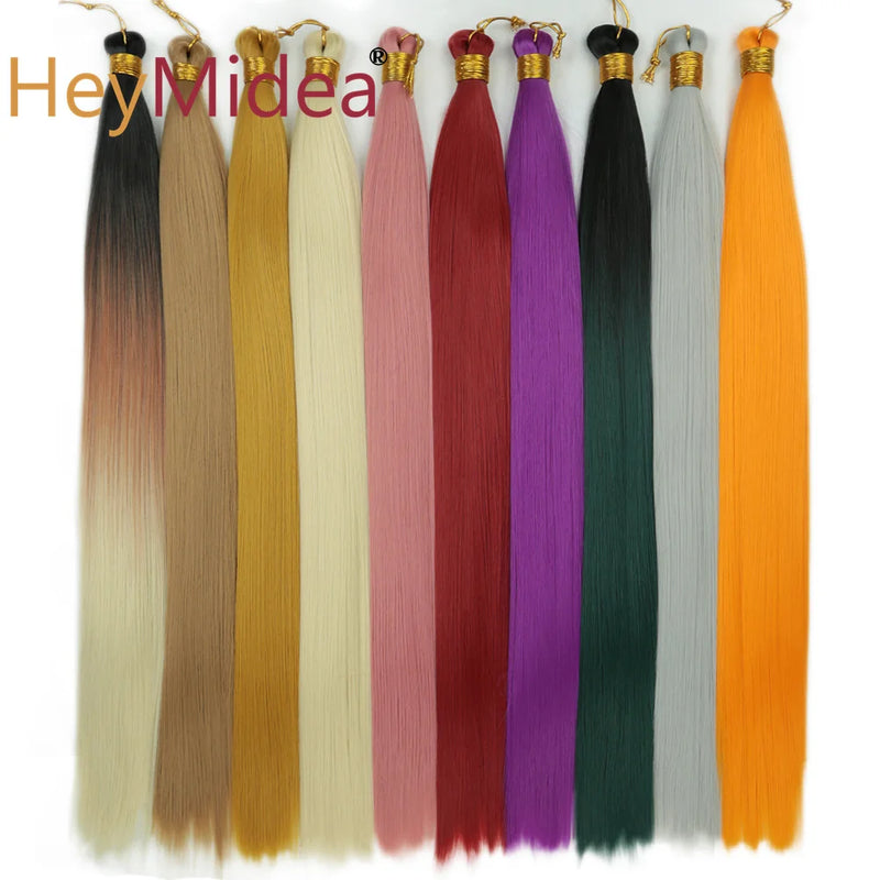 22-28Inch Straight Pony Hair Bundles Crochet Braids Hair Silky Colorful Synthetic Braiding Hair Ombre Synthetic Hair For Women