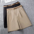 Khaki Casual Wide Leg Shorts Women Summer New Solid Loose Knee-Length Hot Pants Korean All-Match High Waist Suit Shorts Ladies