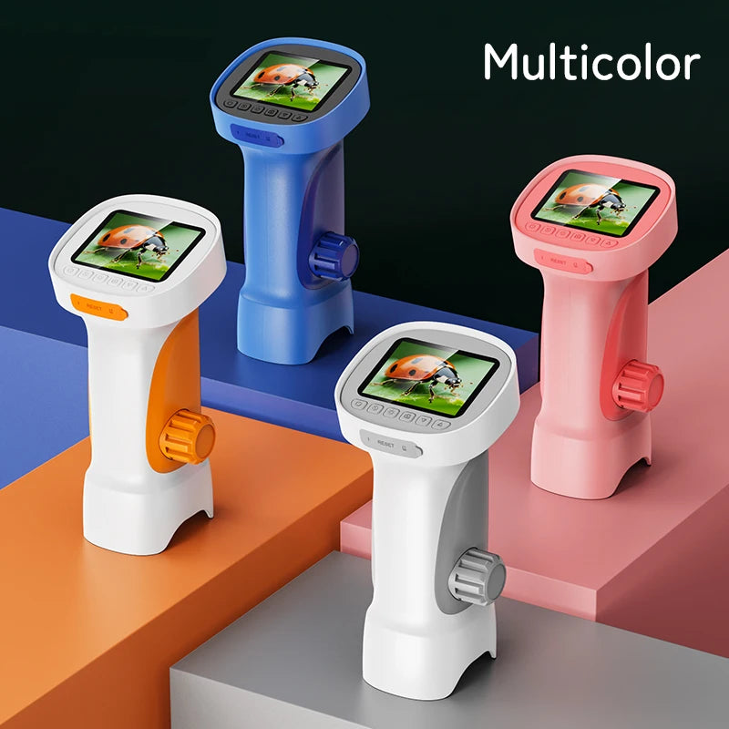 Digital Microscope for Kids Mini Microscope Camera with 2.4" IPS Screen 1000x Zoom Portable Children Microscope Birthday Gift
