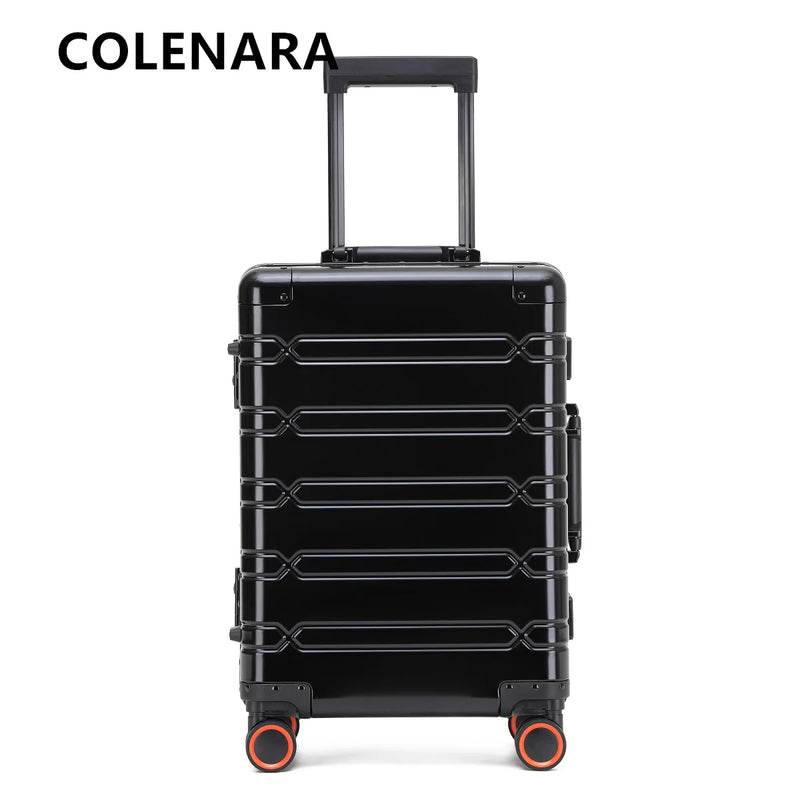 COLENARA All Aluminum Magnesium Alloy Luggage 20 Inch Cabin Rolling Metal Password Box 28 Inch Large Capacity Travel Suitcase