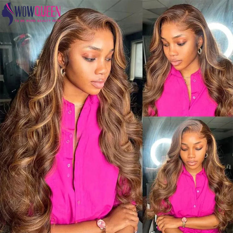 12A Highlight Body Wave Bundles Human Hair P4/27 Ombre Brown Blonde Bundles Colored Brazilian Human Hair Weaving Extensions