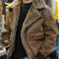 100% Polyester Winter Shearling Trucker Jacket for Men Thermal Warm Thickened Suede Lambskin American Vintage Motorcycle Coats