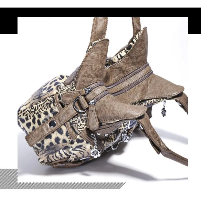 Women Handbags Leopard Bag Top-handle Handbag Fashion Satchel Dumpling Pack Shoulder Bag Tote Bag Hobos Large Purse
