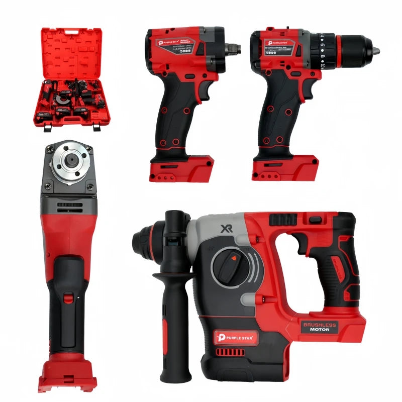 Brushless Electric Tools Screwdriver Hammer Angle Grinder Wrenches Combination Set With 4 Batteries - View 2 | SAMAG
