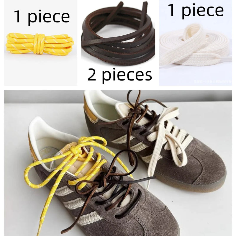 Length 100cm DIY Freedly Round Leather Colorful MIU Shoelaces Canvas Casual  Boots Shoe Laces Rope Shoestrings