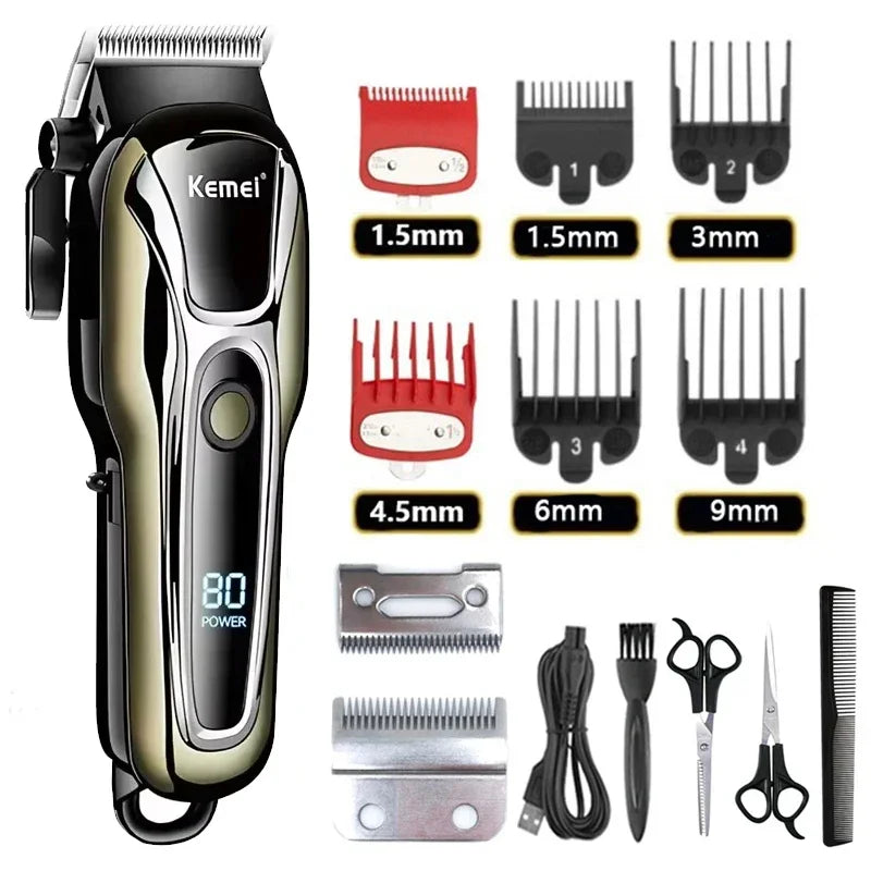 Kemei PG1990A Rechargeable Men's Hair Clipper Professional Cordless Men Hair Trimmer Hair Cutting Machine Barber for Men