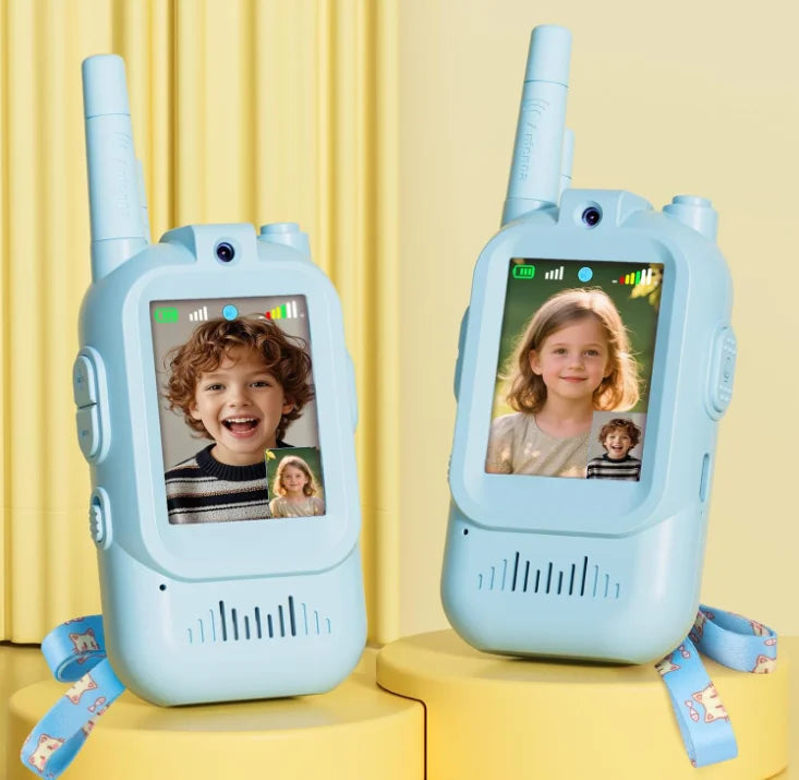 Children's Video Walkie-Talkie 2-Pack with Display Screen Voice Converter and Real-Time Video Chat Long-Range Gift for Children