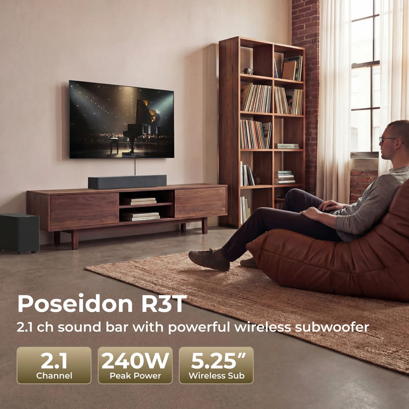 ULTIMEA 2.1ch SoundBar for Smart TV, 5.25" Wireless Subwoofer, BassMX&VoiceMX, App Control 240W Peak Power Soundbar 2026 Newest