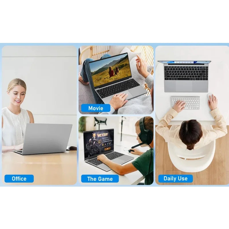 2026 New Intel Core i7-9850H/Atom A3950 Portable Laptop Windows 11 Pro 12GB RAM 1TB 2TB M.2 SSD 14.1 inch Office Study Computer
