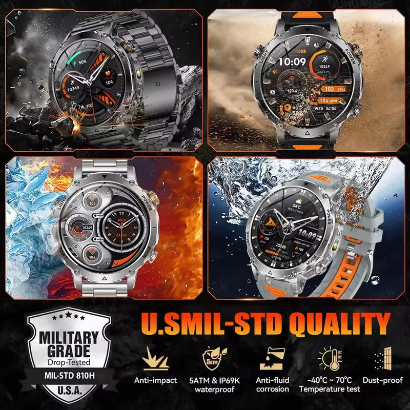 New 1400mAh Battery Sports Smart Watch 1.7” SOS+Flashlight Exercise Record Bluetooth Call Waterproof Health Watch For Android iO