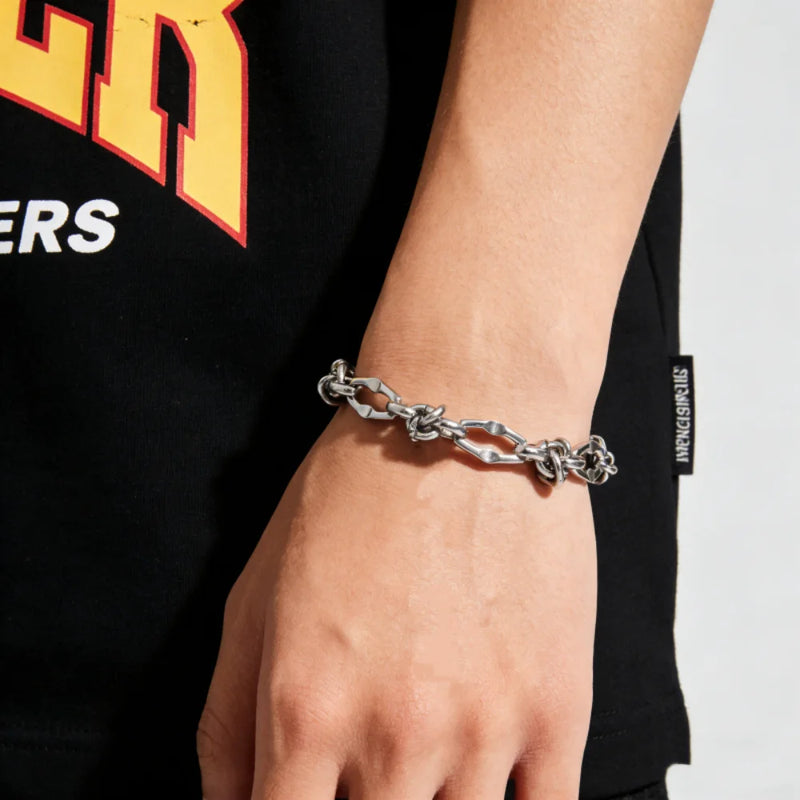 Stainless Steel Water Proof Bracelet for Men Women Irregular Chain Link with Knot Adjustable Extension Chain Trendy Jewelry