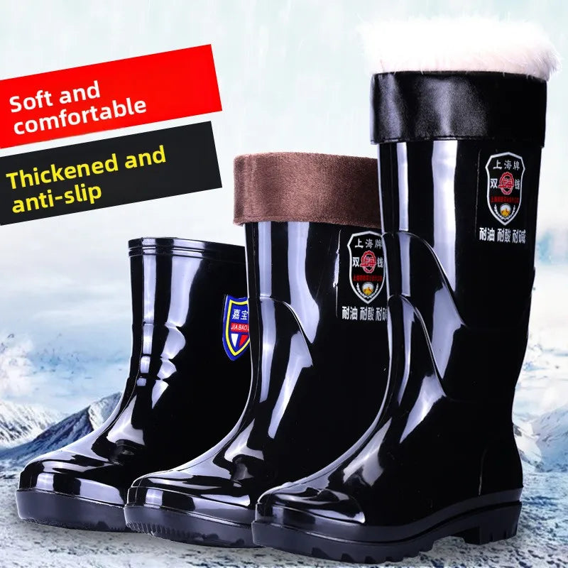 Rain shoes construction site waterproof rain boots men's non-slip wear-resistant rubber shoes water shoes thickened