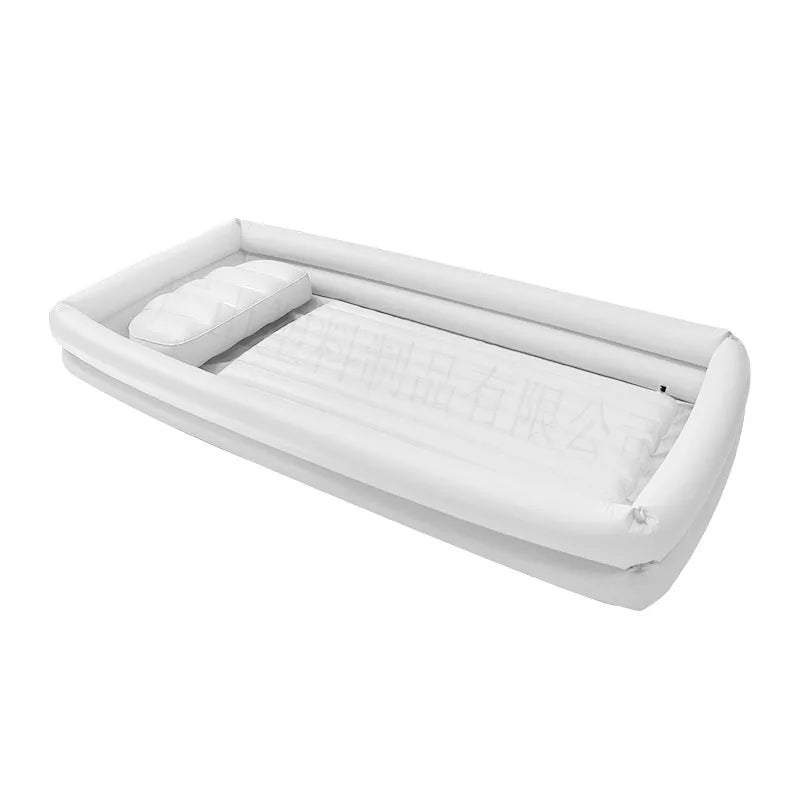 Bedside Medical Bathtub Inflatable Bed Tub with Soft Air Pillow Shower Assistive Bedridden Patients Bath Basin Kit PVC Wash Set