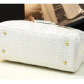 Cowhide leather Women handbag Lace crocodile pattern mother bag shoulder messenger three-layer middle-aged Portable Boston Bags