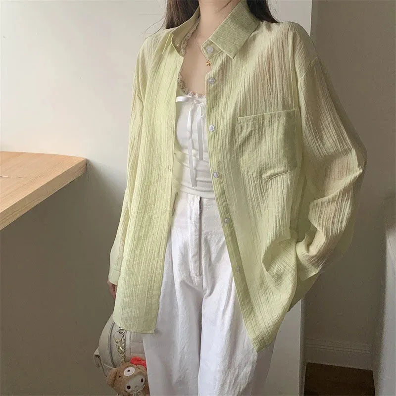 Summer Sunscreen Shirt Women Elegant Perspective Thin - View 3 | SAMAG