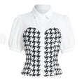 Women's Blouse Spring Summer Black White Tops Houndstooth - View 7 | SAMAG