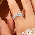 Lnngy Three Layer Moissanite Eternity Ring 14k Gold Filled 1.75mm Lab Created Diamond Wedding Band For Women Sparkling Jewelry