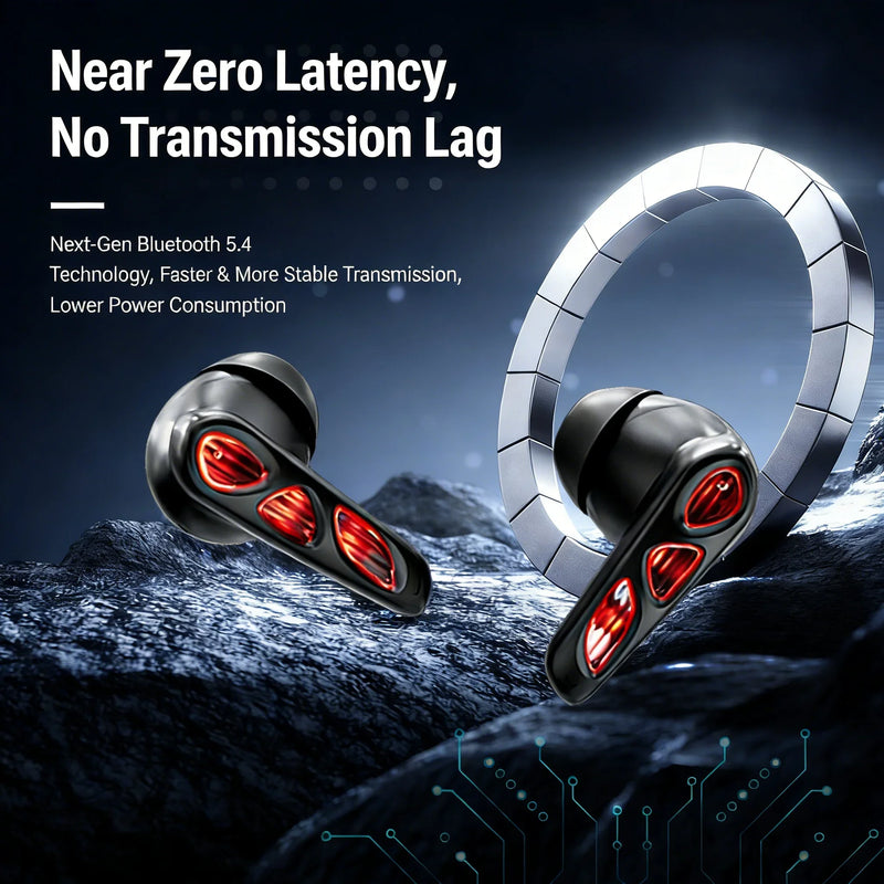 Gaming Wireless Earbuds Low Latency RGB Cool Ambient Light ANC Noise Canceling Bluetooth 5.4 In-ear Earphones For Esport Gamer