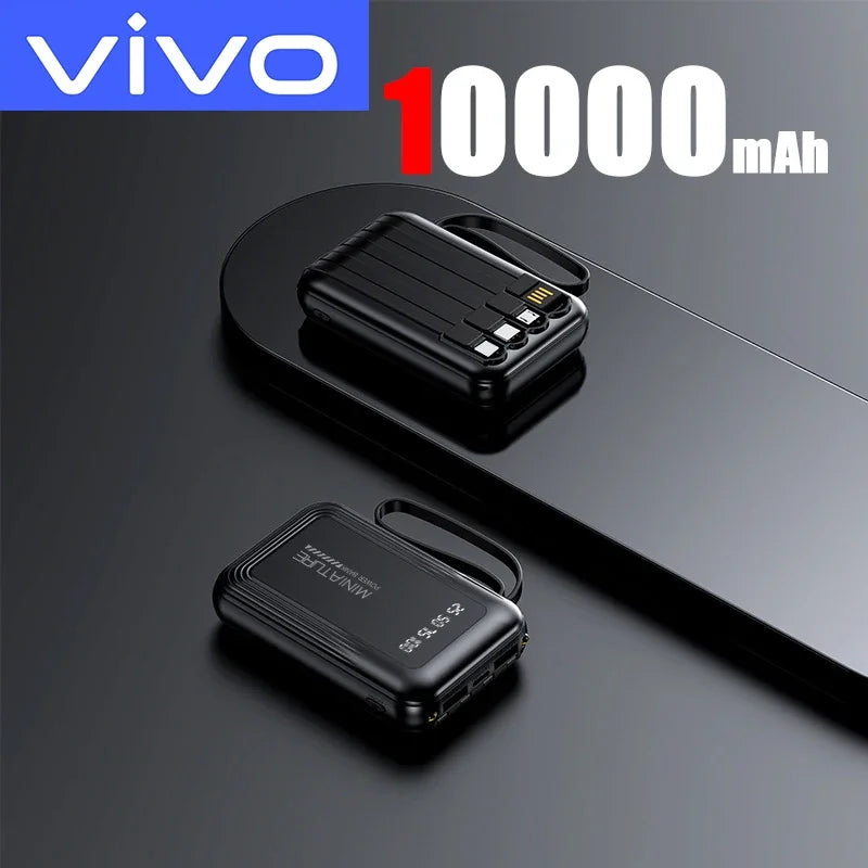 VIVO Mini 500000mAh Power Bank Super Fast Charging 4 in 1 Built in Cables LED Digital Display Power Bank for iPhone Samsung