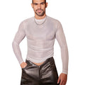Sex Men Oil Glossy Shiny Breathable T-shrits Stripe Allure Shaper Top Bottom Wear Sheer See Through Elastic Shapewear
