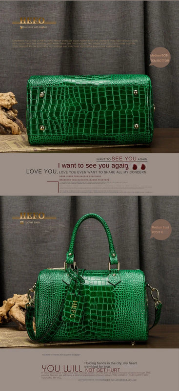 2025 New Crocodile Pattern Leather Women Handbags Boston Genuine Leather Cross-Body Bag Shoulder Messenger Bags