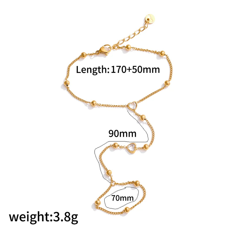 Fashion 18K Gold Plated Stainless Steel Zircon Ring Bracelet for Women Individualistic Daily Wear - Visuel 11 | SAMAG