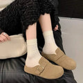Spring & Autumn New Retro Slip-On Mules, Versatile Wide Feet Friendly Soft Sole Closed Toe Slides for Work