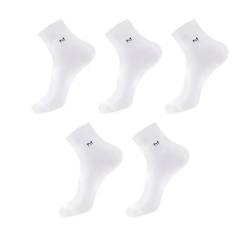 5 Pairs Men's Solid Color Mid Tube Socks Antibacterial | SAMAG