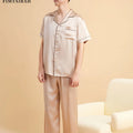 Fimtairah Real 19MMSilk 100% Mulberry Silk Pajamas Men's  Hangzhou Solid Color heavy Silk Home Wear Men's Short sleeve trousers