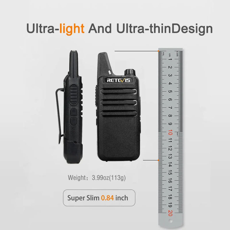 Retevis RT622 Mini Walkie Talkie 2pcs PMR446 Portable Two-way Radio PTT Walkie talkies Communication Radio for Restaurant Hotel